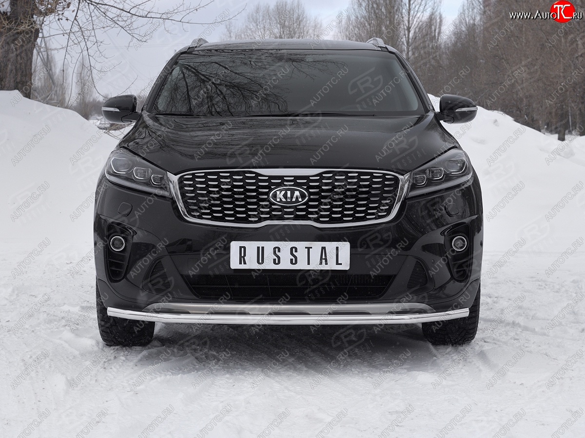 18 399 р. Защита переднего бампера (Ø42 мм, нержавейка) SLITKOFF  KIA Sorento  UM/Prime (2018-2020) рестайлинг  с доставкой в г. Набережные‑Челны