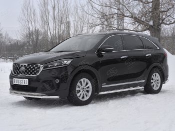 18 399 р. Защита переднего бампера (Ø42 мм, нержавейка) SLITKOFF  KIA Sorento  UM/Prime (2018-2020) рестайлинг  с доставкой в г. Набережные‑Челны. Увеличить фотографию 2