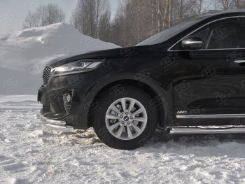 21 949 р. Защита переднего бампера (Ø 63/42 мм с углами, нержавейка) SLITKOFF  KIA Sorento  UM/Prime (2018-2020) рестайлинг  с доставкой в г. Набережные‑Челны. Увеличить фотографию 3