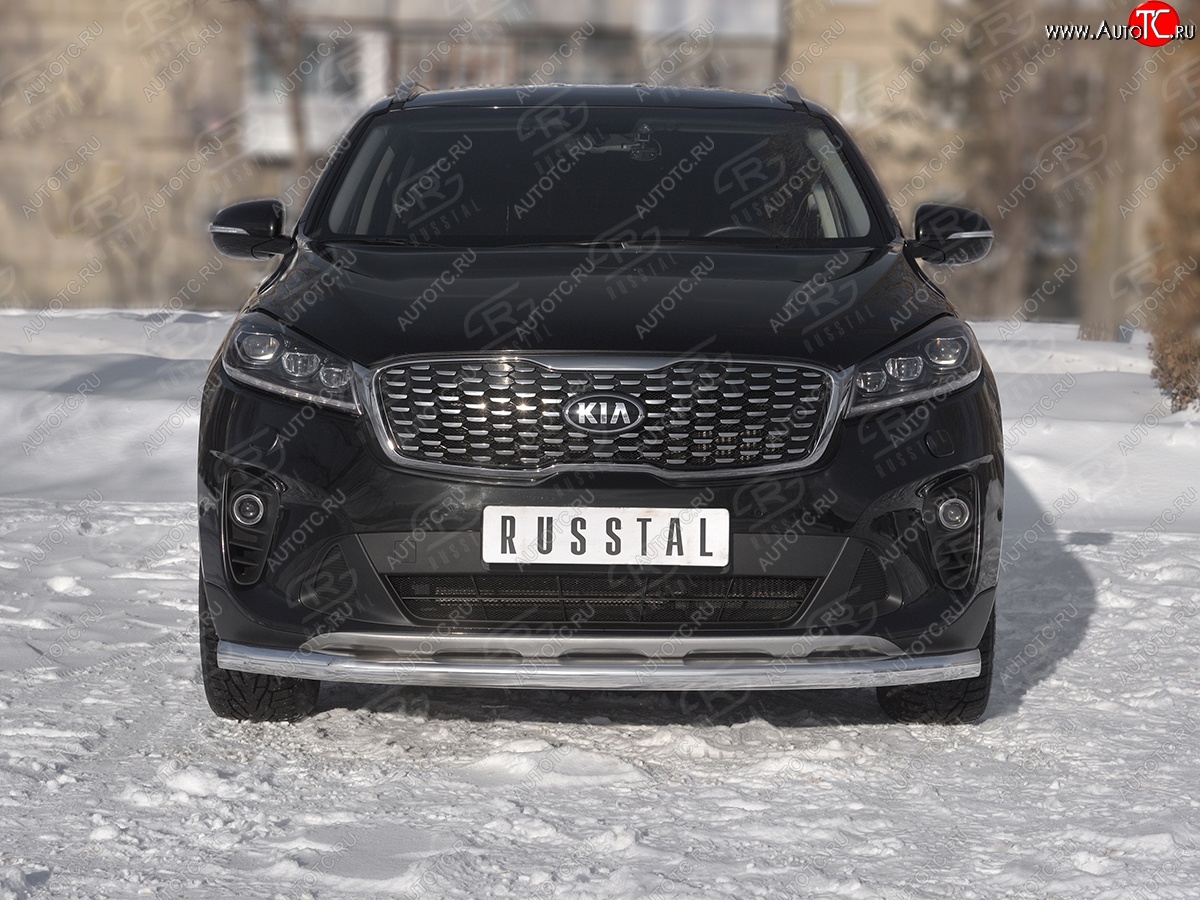 16 999 р. Защита переднего бампера (Ø63 мм, нержавейка) SLITKOFF  KIA Sorento  UM/Prime (2018-2020) рестайлинг  с доставкой в г. Набережные‑Челны