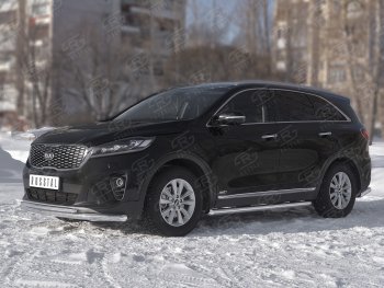 20 899 р. Защита переднего бампера (2 трубы Ø63 и 42 мм, нержавейка) SLITKOFF  KIA Sorento  UM/Prime (2018-2020) рестайлинг  с доставкой в г. Набережные‑Челны. Увеличить фотографию 2