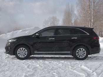 21 749 р. Защита порогов (Ø75x42 мм с проступью, нержавейка) Russtal KIA Sorento UM/Prime рестайлинг (2018-2020)  с доставкой в г. Набережные‑Челны. Увеличить фотографию 2