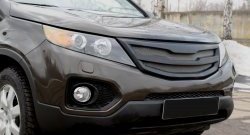 4 999 р. Решётка радиатора RA KIA Sorento XM дорестайлинг (2009-2012) (Глянец под окраску, с металлической сеткой, Неокрашенная)  с доставкой в г. Набережные‑Челны. Увеличить фотографию 2