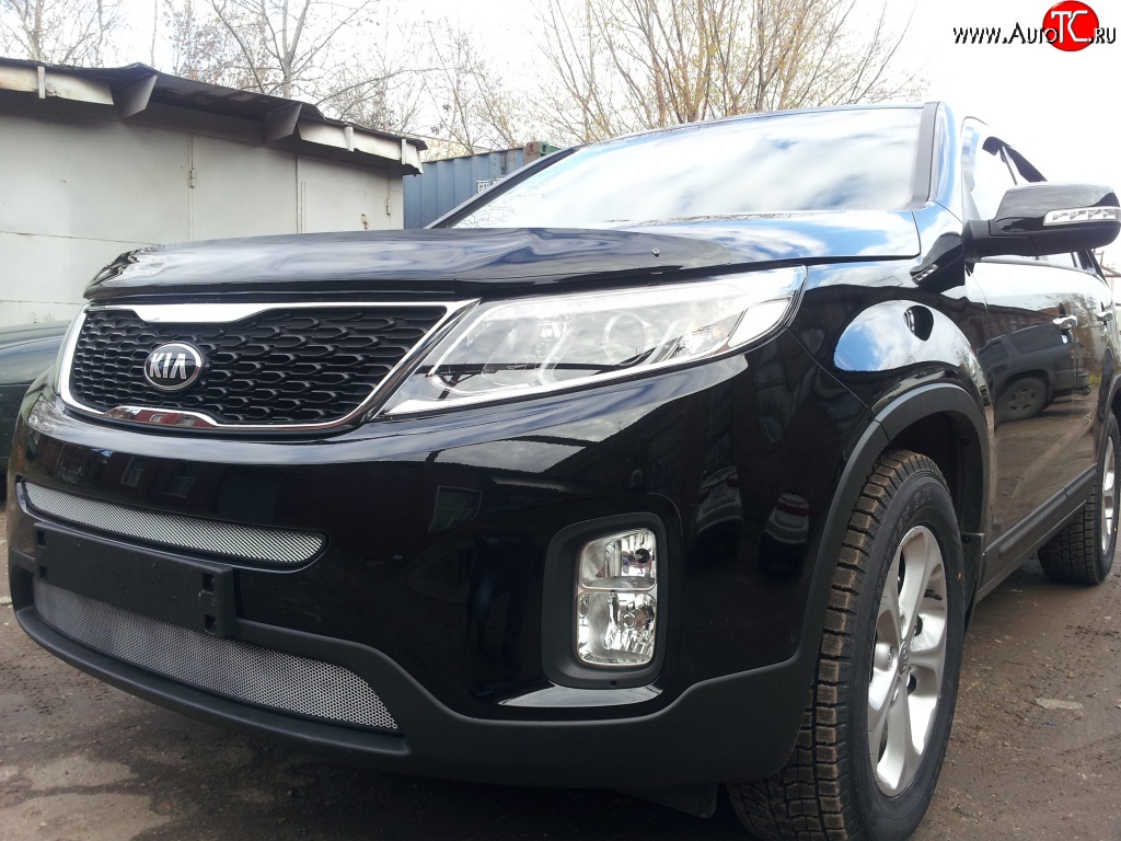 1 539 р. Сетка верхнего воздухозаборника переднего бампера Russtal  KIA Sorento  XM (2012-2015) рестайлинг (хром)  с доставкой в г. Набережные‑Челны