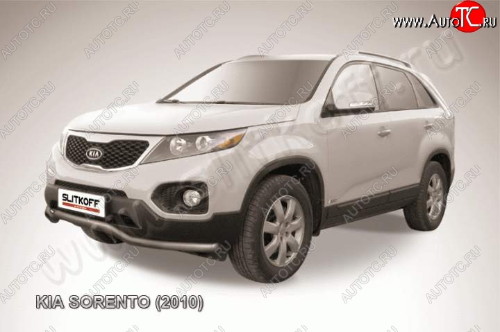 10 849 р. Защита переднего бампера из трубы d57 Slitkoff (волна)  KIA Sorento  XM (2009-2012) дорестайлинг (Цвет: серебристый)  с доставкой в г. Набережные‑Челны