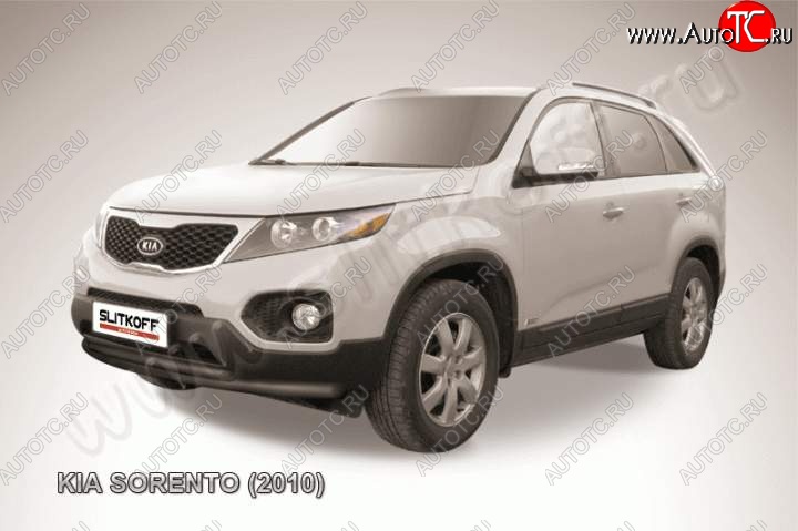 10 299 р. Защита переднего бампера из труб d57+d42 Slitkoff (двойная)  KIA Sorento  XM (2009-2012) дорестайлинг (Цвет: серебристый)  с доставкой в г. Набережные‑Челны