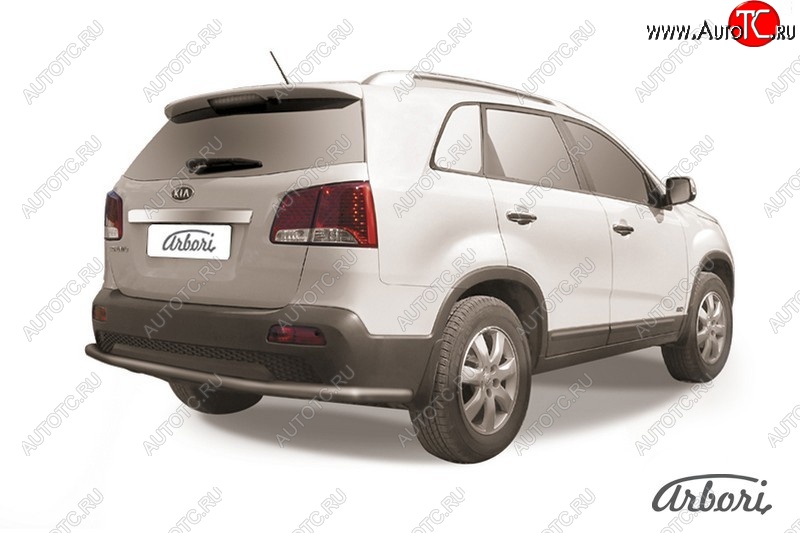 8 099 р. Защита заднего бампера Arbori (длинная, черная, 1 труба d57 mm). KIA Sorento XM дорестайлинг (2009-2012)  с доставкой в г. Набережные‑Челны