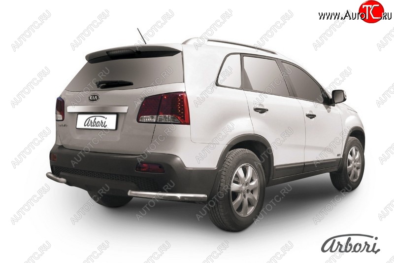 8 189 р. Защита заднего бампера Arbori (уголки, нержавейка, 1 труба d57 mm). KIA Sorento XM дорестайлинг (2009-2012)  с доставкой в г. Набережные‑Челны