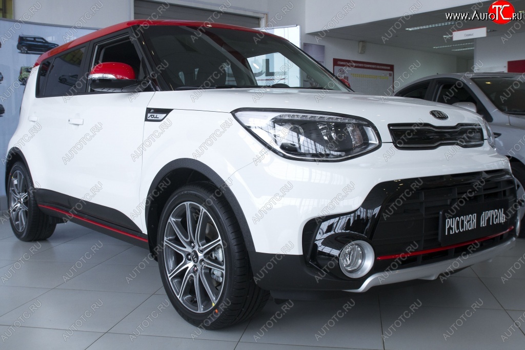 4 999 р. Накладки на колёсные арки RA (комплект 4 шт.)  KIA Soul  PS (2017-2019) рестайлинг (Поверхность шагрень)  с доставкой в г. Набережные‑Челны