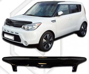 2 079 р. Дефлектор капота CA-Plastic  KIA Soul  PS (2014-2016) дорестайлинг (Classic черный, Без надписи)  с доставкой в г. Набережные‑Челны. Увеличить фотографию 1