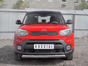 10 349 р. Защита переднего бампера (Ø75х42 мм, нержавейка) Russtal  KIA Soul  PS (2014-2016) дорестайлинг  с доставкой в г. Набережные‑Челны. Увеличить фотографию 2