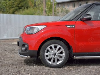 Одинарная защита переднего бампера диаметром 63 мм SLITKOFF KIA Soul PS дорестайлинг (2014-2016)