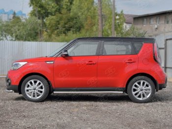 20 849 р. Защита порогов из круглой трубы диаметром 63 мм SLITKOFF v2  KIA Soul  PS (2014-2016) дорестайлинг  с доставкой в г. Набережные‑Челны. Увеличить фотографию 2