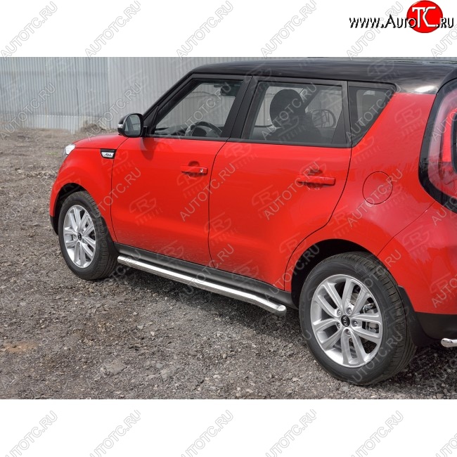 21 999 р. Защита порогов из круглой трубы диаметром 63 мм SLITKOFF v3  KIA Soul  PS (2014-2016) дорестайлинг  с доставкой в г. Набережные‑Челны