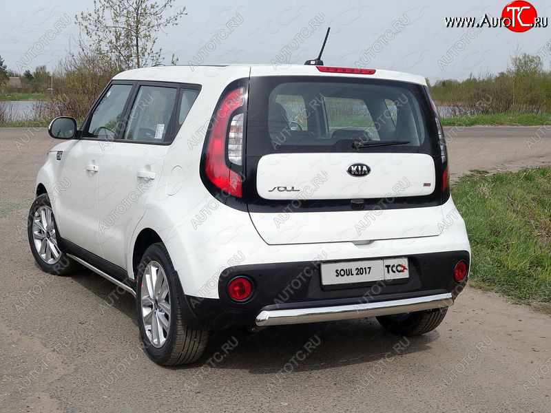 14 349 р. Защита заднего бампера (овальная) ТСС (нержавейка d75х42 мм)  KIA Soul  PS (2017-2019) рестайлинг  с доставкой в г. Набережные‑Челны