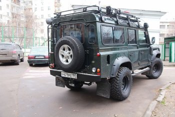 22 649 р. Бампер задний силовой РИФ Land Rover Defender 110 1 L316 рестайлинг 5дв. (2007-2016)  с доставкой в г. Набережные‑Челны. Увеличить фотографию 2