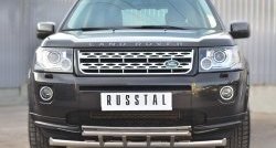 20 699 р. Защита переднего бампера (2 трубыØ63 и 42 мм, нержавейка) SLITKOFF Land Rover Freelander L359 дорестайлинг (2006-2010)  с доставкой в г. Набережные‑Челны. Увеличить фотографию 2