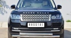 22 099 р. Защита переднего бампера (2 трубыØ76 и 63 мм, нержавейка) SLITKOFF  Land Rover Range Rover  4 L405 (2012-2017) дорестайлинг  с доставкой в г. Набережные‑Челны. Увеличить фотографию 4