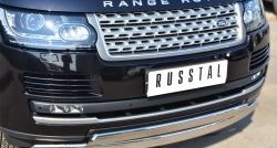 27 649 р. Защита переднего бампера (2 трубыØ75х42 мм, нержавейка) Russtal Land Rover Range Rover 4 L405 дорестайлинг (2012-2017)  с доставкой в г. Набережные‑Челны. Увеличить фотографию 2