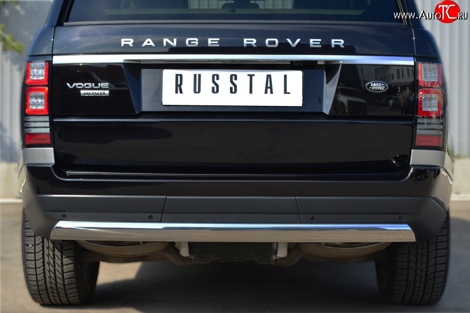 18 549 р. Защита заднего бампера (Ø75x42 мм, нержавейка) Russtal Land Rover Range Rover 4 L405 дорестайлинг (2012-2017)  с доставкой в г. Набережные‑Челны