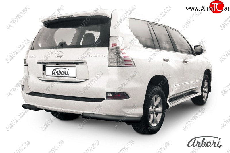 9 449 р. Защита заднего бампера Arbori (черная, 1 труба d76 mm). Lexus GX460 J150 1-ый рестайлинг (2013-2019)  с доставкой в г. Набережные‑Челны