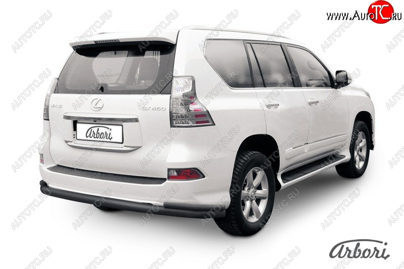 13 499 р. Защита заднего бампера Arbori (черная, 2 трубы d76 и 42 mm). Lexus GX460 J150 1-ый рестайлинг (2013-2019)  с доставкой в г. Набережные‑Челны