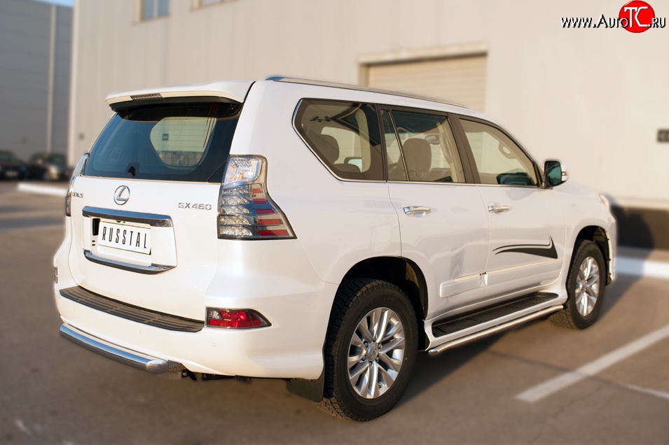 13 999 р. Защита заднего бампера (Ø76 мм, нержавейка) SLITKOFF Lexus GX460 J150 1-ый рестайлинг (2013-2019)  с доставкой в г. Набережные‑Челны