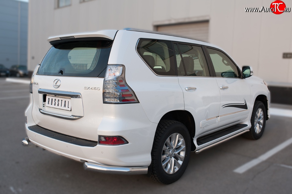 15 299 р. Защита заднего бампера (Ø76 мм уголки, нержавейка) SLITKOFF Lexus GX460 J150 1-ый рестайлинг (2013-2019)  с доставкой в г. Набережные‑Челны