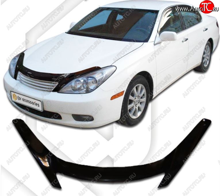 2 199 р. Дефлектор капота CA-Plastiс exclusive  Lexus ES300  XV30 (2001-2003) дорестайлинг (Classic черный, Без надписи)  с доставкой в г. Набережные‑Челны