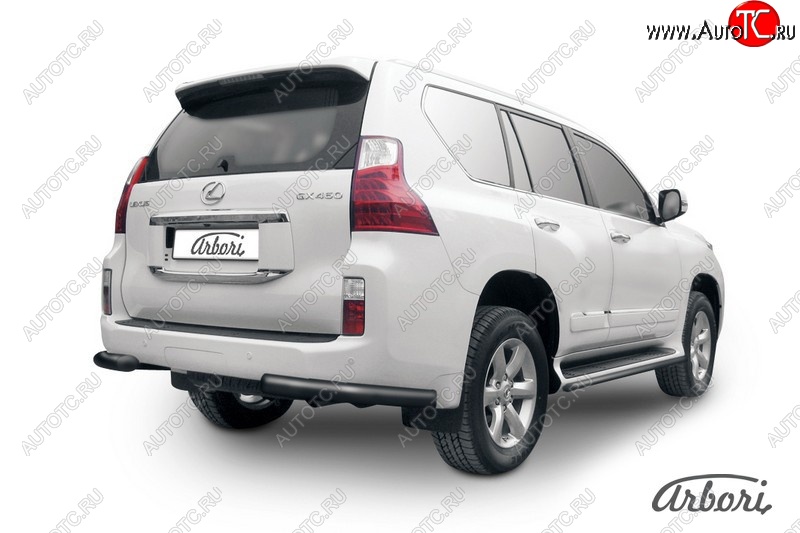 9 269 р. Защита заднего бампера Arbori (уголки, черная, 1 труба d76 mm). Lexus GX460 J150 дорестайлинг (2009-2013)  с доставкой в г. Набережные‑Челны