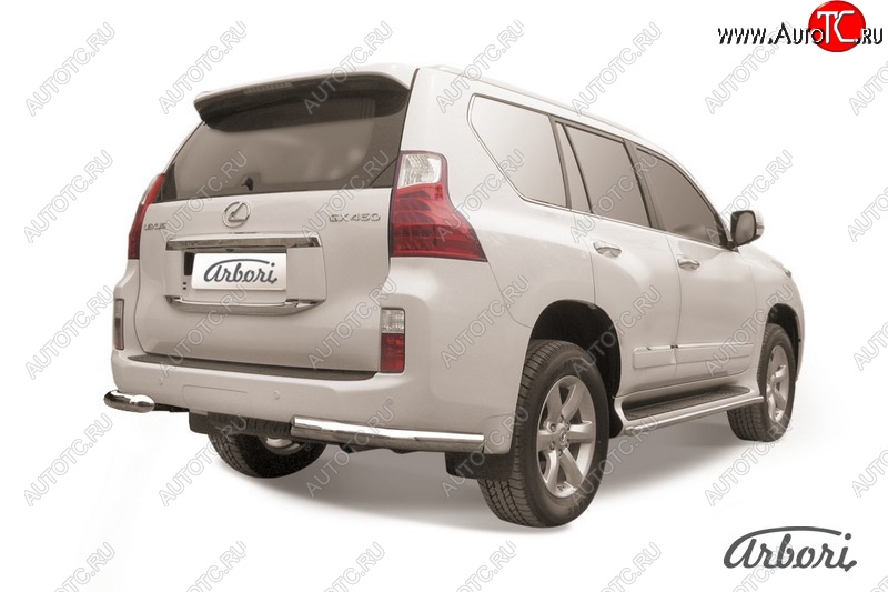 17 369 р. Защита заднего бампера Arbori (уголки, нержавейка, 1 труба d76 mm). Lexus GX460 J150 дорестайлинг (2009-2013)  с доставкой в г. Набережные‑Челны