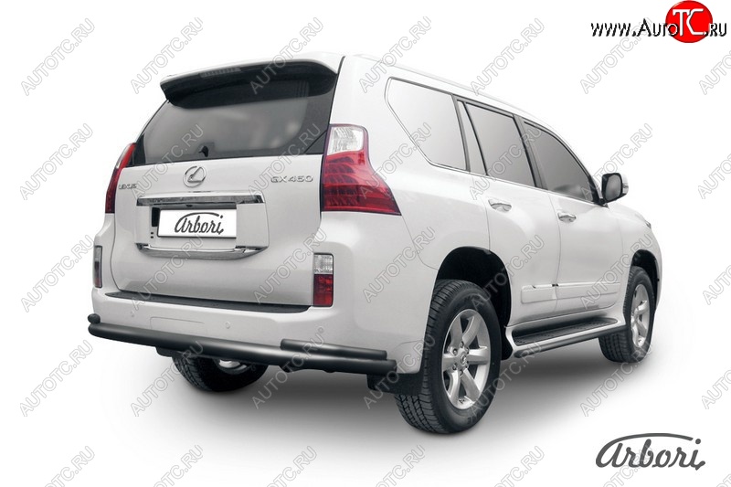 13 499 р. Защита заднего бампера Arbori (черная, 2 трубы d76 и 42 mm). Lexus GX460 J150 дорестайлинг (2009-2013)  с доставкой в г. Набережные‑Челны