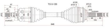 8 299 р. Привод передний правый SAT  Lexus GX460  J150 (2009-2013), Lexus GX470  J120 (2002-2007), Toyota Land Cruiser Prado ( J120,  J150) (2002-2013)  с доставкой в г. Набережные‑Челны. Увеличить фотографию 1