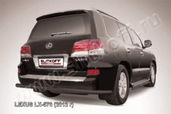 6 499 р. Защита заднего бампера из трубы d76 Slitkoff Lexus LX570 J200 1-ый рестайлинг (2012-2015) (Цвет: серебристый)  с доставкой в г. Набережные‑Челны. Увеличить фотографию 1