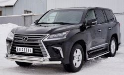 22 699 р. Защита переднего бампера (2 трубыØ63 мм, нержавейка) SLITKOFF  Lexus LX450d  J200 (2015-2022) 2-ой рестайлинг  с доставкой в г. Набережные‑Челны. Увеличить фотографию 2