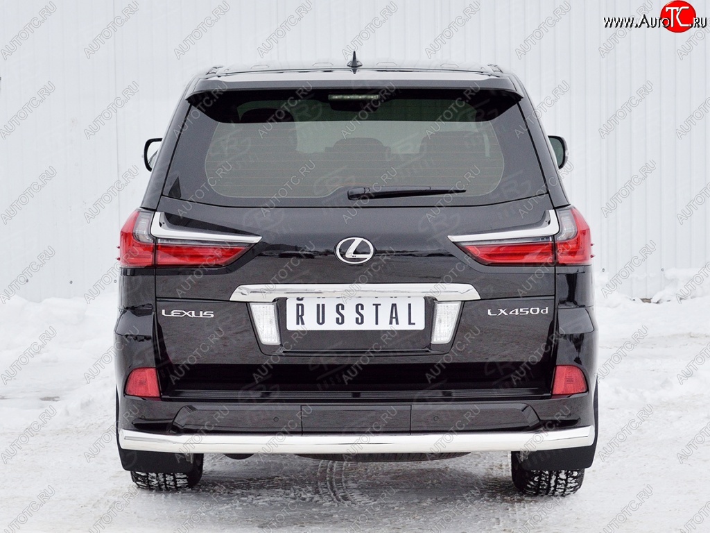 21 449 р. Защита заднего бампера (Ø76 мм, нержавейка) SLITKOFF Lexus LX570 J200 2-ой рестайлинг (2015-2022)  с доставкой в г. Набережные‑Челны