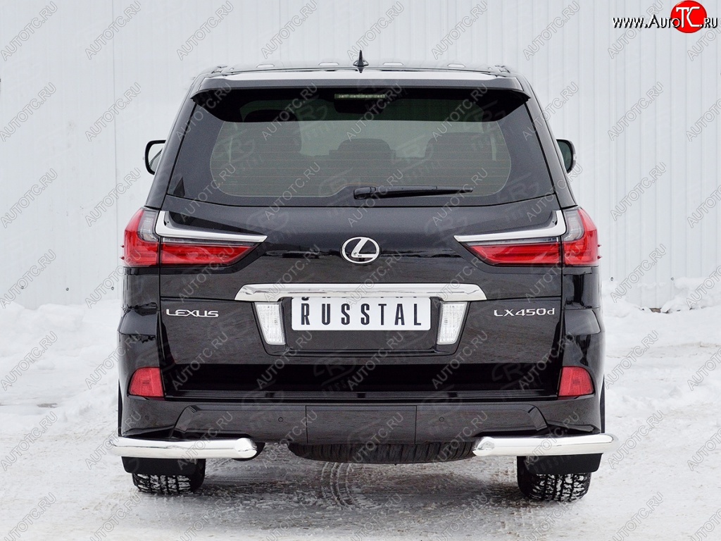 15 299 р. Защита заднего бампера (Ø76 мм уголки, нержавейка) SLITKOFF  Lexus LX450d  J200 (2015-2022) 2-ой рестайлинг  с доставкой в г. Набережные‑Челны