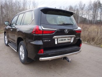 Защита заднего бампера (овальная) ТСС (нержавейка d75х42 мм) Lexus LX570 J200 2-ой рестайлинг (2015-2022)