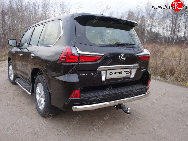 26 999 р. Защита заднего бампера (овальная) ТСС (нержавейка d75х42 мм) Lexus LX570 J200 2-ой рестайлинг (2015-2022)  с доставкой в г. Набережные‑Челны