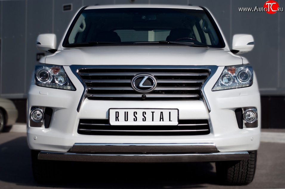 17 999 р. Защита переднего бампера (2 трубыØ75х42 мм, нержавейка) Russtal Lexus LX570 J200 дорестайлинг (2007-2012)  с доставкой в г. Набережные‑Челны