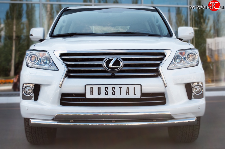 25 999 р. Защита переднего бампера (2 трубыØ76 и 63 мм, нержавейка) Russtal Lexus LX570 J200 дорестайлинг (2007-2012)  с доставкой в г. Набережные‑Челны