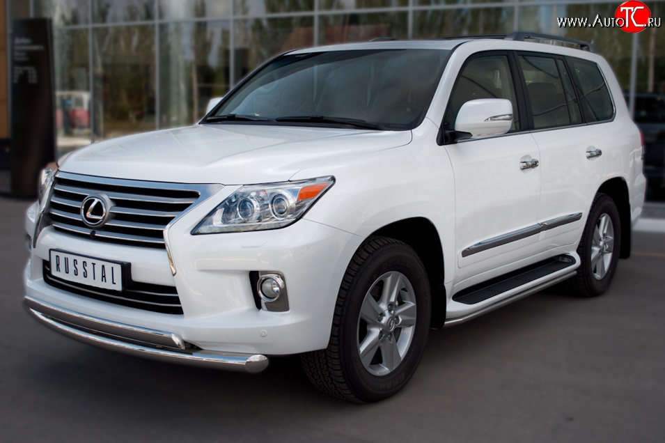 16 799 р. Защита порогов SLITKOFF из круглой трубы диаметром 42 мм (2012-н.в.) Lexus LX570 J200 дорестайлинг (2007-2012)  с доставкой в г. Набережные‑Челны