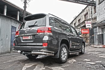 10 999 р. Защита заднего бампера WINBO (уголки, Ø76 и 38 мм, нержавейка) Toyota Land Cruiser 200 дорестайлинг (2007-2012)  с доставкой в г. Набережные‑Челны. Увеличить фотографию 2