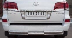 20 949 р. Защита заднего бампера (2 трубы Ø76 и 42 мм, нержавейка) SLITKOFF Lexus LX570 J200 1-ый рестайлинг (2012-2015)  с доставкой в г. Набережные‑Челны. Увеличить фотографию 1