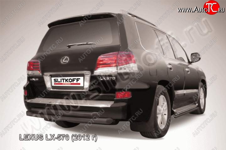 19 999 р. Защита заднего бампера из труб d76 Slitkoff (двойная) Lexus LX570 J200 1-ый рестайлинг (2012-2015) (Цвет: серебристый)  с доставкой в г. Набережные‑Челны