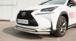 20 399 р. Защита переднего бампера (2 трубыØ63 и 42 мм, нержавейка) SLITKOFF Lexus NX200T Z10 (2014-2017)  с доставкой в г. Набережные‑Челны. Увеличить фотографию 2