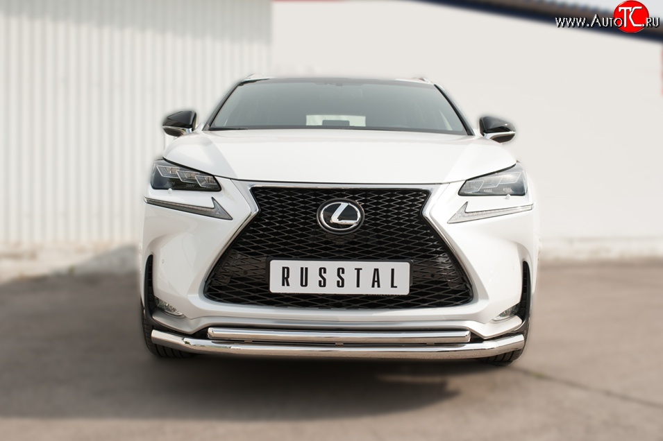 20 399 р. Защита переднего бампера (2 трубыØ63 и 42 мм, нержавейка) SLITKOFF Lexus NX200T Z10 (2014-2017)  с доставкой в г. Набережные‑Челны