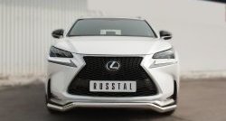 Защита переднего бампера (Ø63 мм волна, нержавейка, F-SPORT) SLITKOFF Lexus NX200T Z10 (2014-2017)