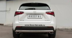 Защита заднего бампера (Ø75x42 мм, нержавейка, F-Sport) Russtal Lexus NX200T Z10 (2014-2017)