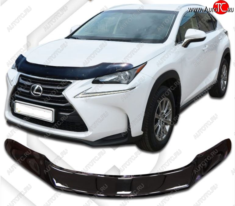 2 359 р. Дефлектор капота CA-Plastic exclusive Lexus NX300h Z10 дорестайлинг (2014-2017) (Classic черный, Без надписи)  с доставкой в г. Набережные‑Челны